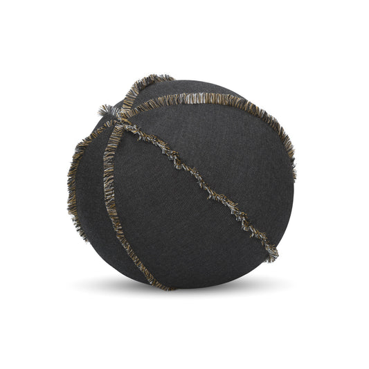 12" Round Elaine Smith Orb Pillow Micro Fringe Carbon