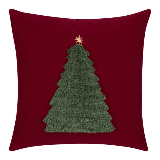 20" Square Elaine Smith Pillow Fraser Fir Ruby