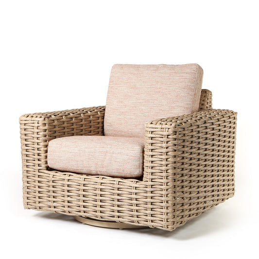 Mia Swivel Glider Brushed Clay Cushions Barley Weave